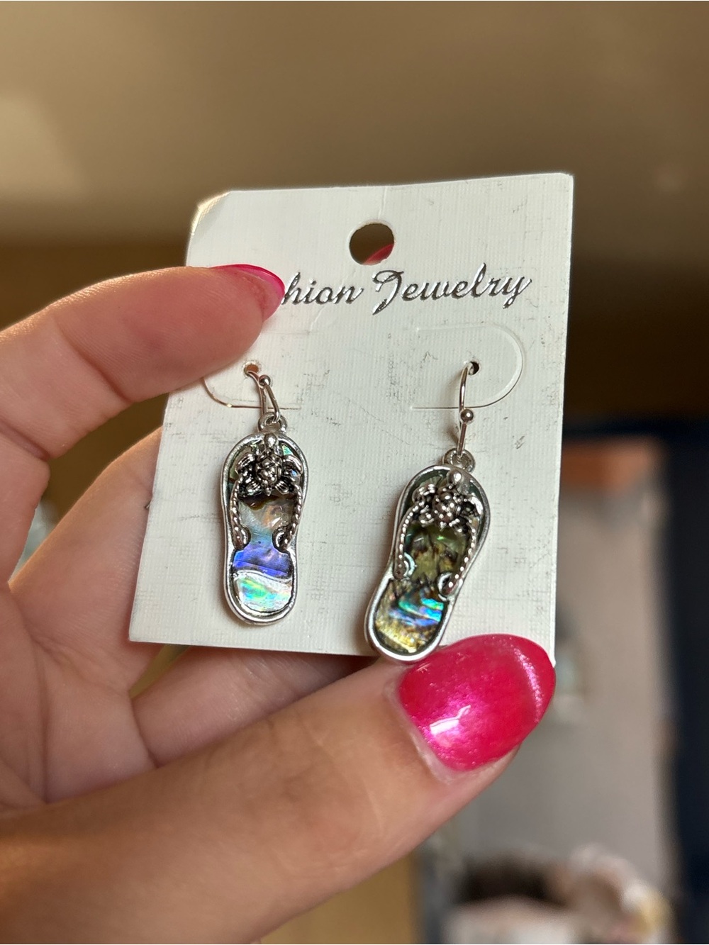 Iridescent Flip Flop Sea Turtle Earrings New